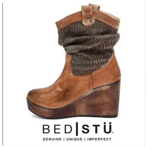 BED STU Bruges Slouchy Platform Wedge Western Short Mid Boot Booties